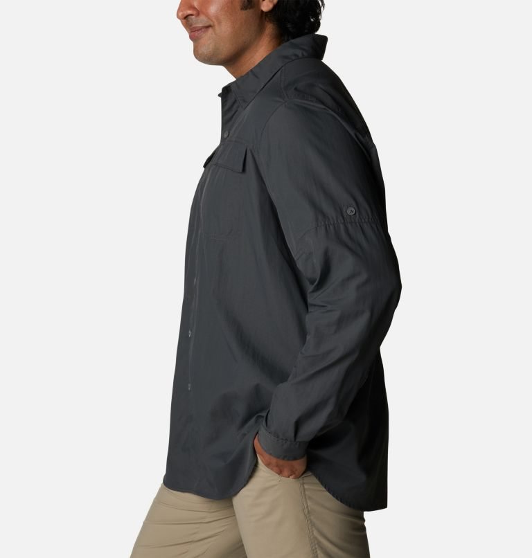 Men's Columbia Silver Ridge 2.0 Long Sleeve Shirts Black | Plus Size CA-WLA10